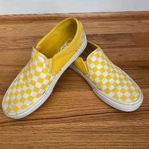 Vans Yellow & White Checkerboard slip on Women’s size 9